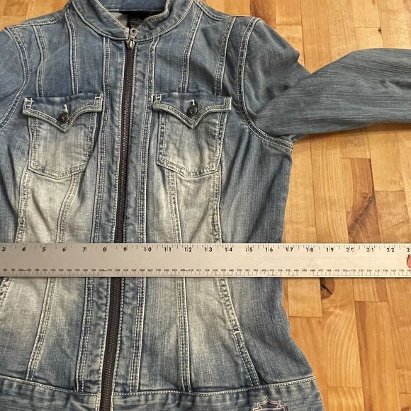 Harley-Davidson Jacket‎ Denim Full Zip Embroidered Womens M - Picture 7 of 11